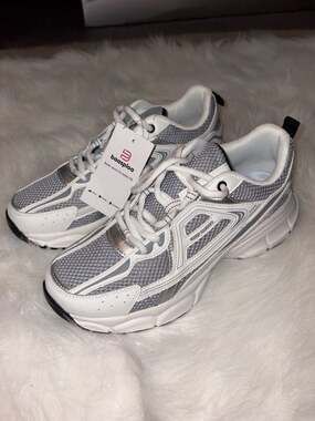 Baasploa W1789-7A Women's Mesh Running Shoes White/Grey Size 9.5